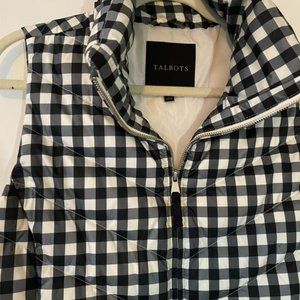 Talbots - NEW DOWN PUFFER VEST - BUFFALO CHECK - Black and White Checkered Small